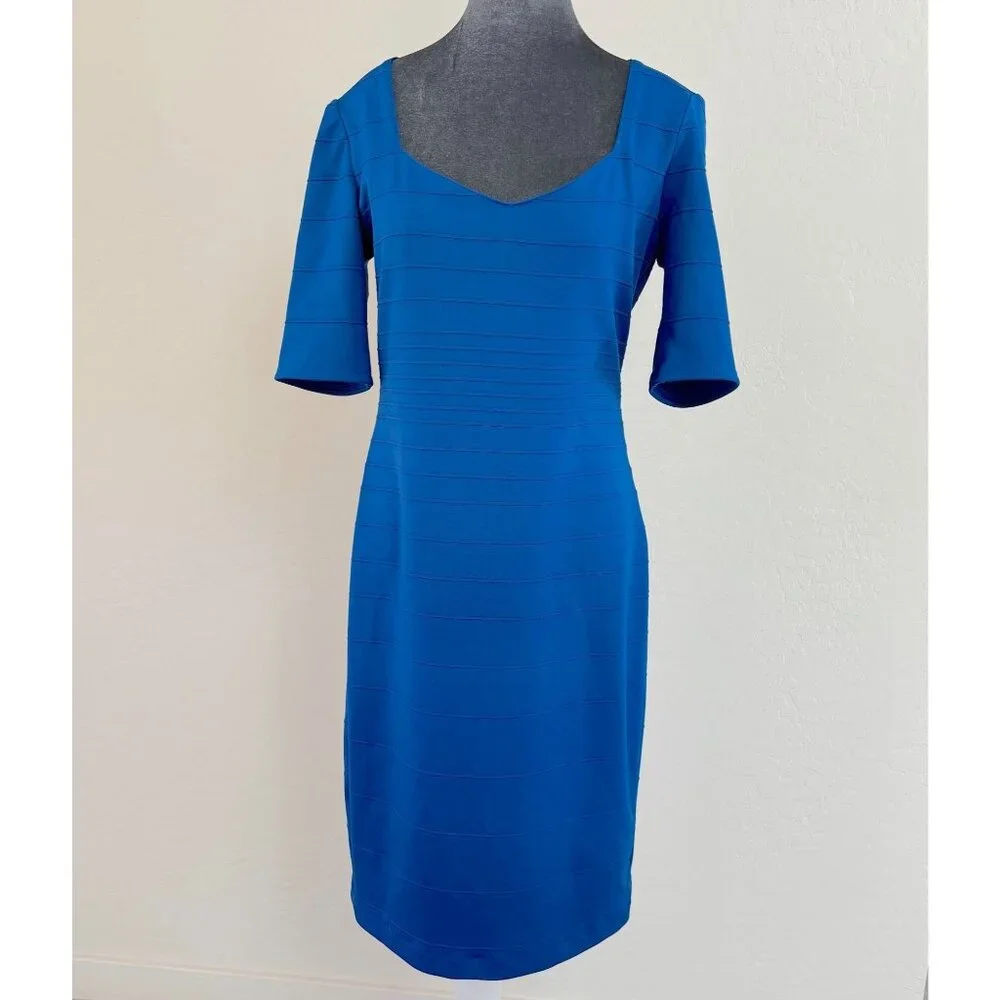 Bisou Bisou Blue BodyCon Stretch Knit Dress. Size 10‎